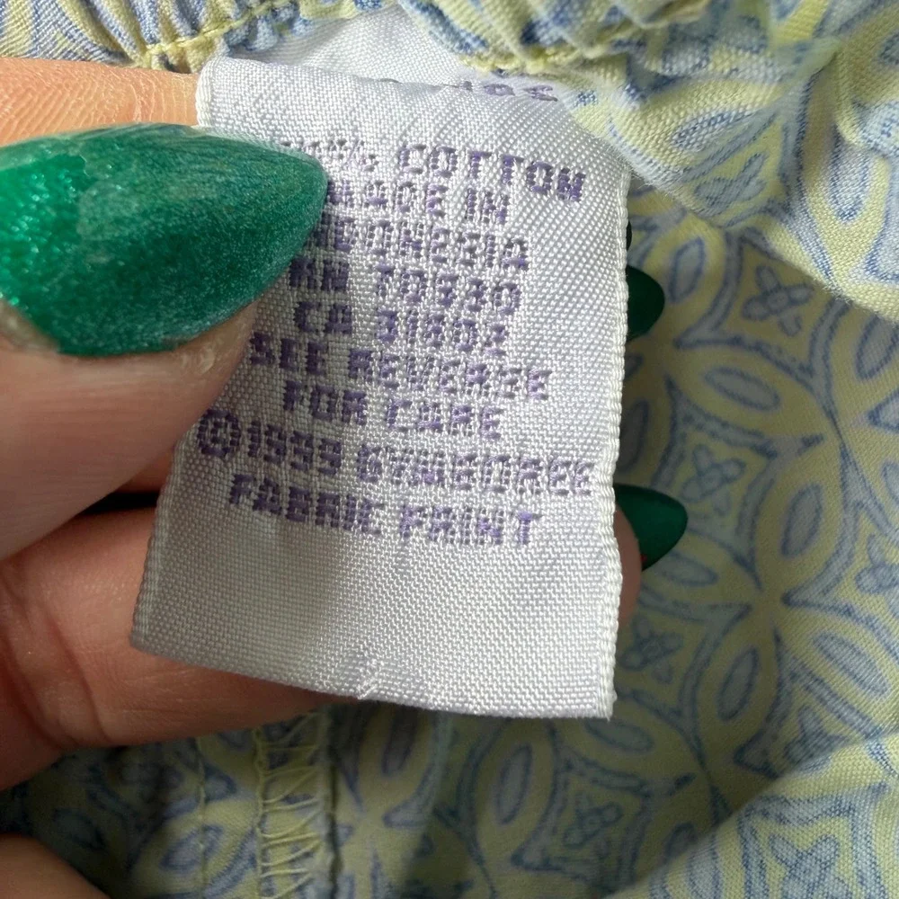 Vintage 1999 Gymboree Baby Pants Blue‎ Yellow Geometric Print 6-12 Months Cotton